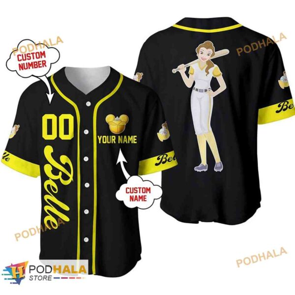 Personalized Name Belle Beauty & The Beast Disney Princess Baseball Jersey