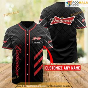 Personalized Name Black Budweiser Beer 3D Baseball Jersey