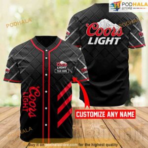 Personalized Name Black Coors Light 3D Baseball Jersey