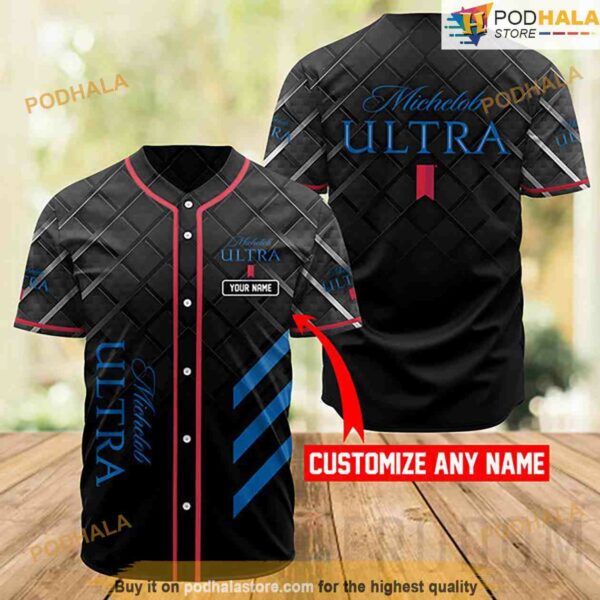 Personalized Name Black Michelob Ultra 3D Baseball Jersey