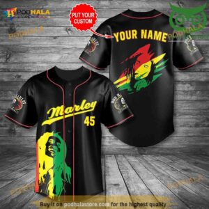 Personalized Name Bob Marley 45 3D Baseball Jersey Shirt