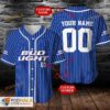 Personalized Name Bud Light Beer Pinstripe 3D Baseball Jersey