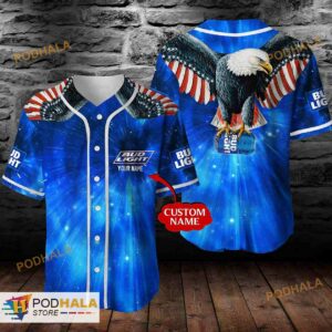 Personalized Name Bud Light Usa Eagle Unisex 3D Baseball Jersey