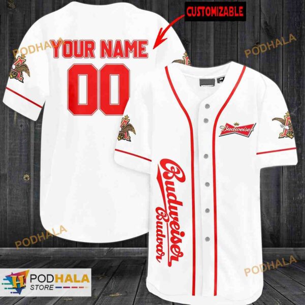 Personalized Name Budweiser 3D Baseball Jersey