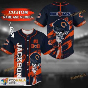 Personalized Name Chicago Bears NFL Custom Number 3D Baseball Jersey Shirt