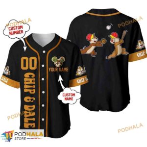 Personalized Name Chipmunks Chip & Dale Disney Playing Baseball Baseball Jersey