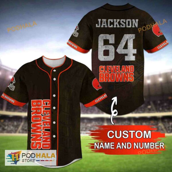 Personalized Name Cleveland Browns NFL Custom 3D Baseball Jersey