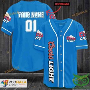 Personalized Name Coors Light Beer 3D Baseball Jersey Shirt