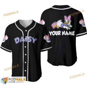 Personalized Name Cute Purple Daisy Duck Baseball Jersey