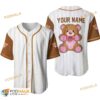 Personalized Name Cute Teddy Bear Pinstripe 3D Baseball Jersey