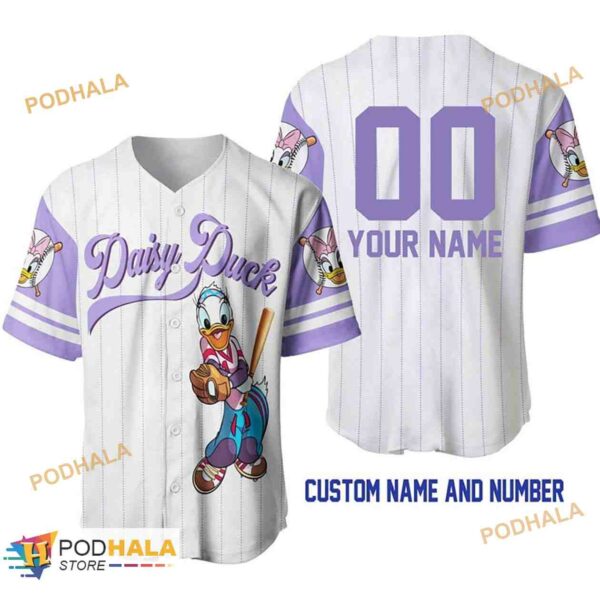 Personalized Name Daisy Duck Pinstripe 3D Baseball Jersey