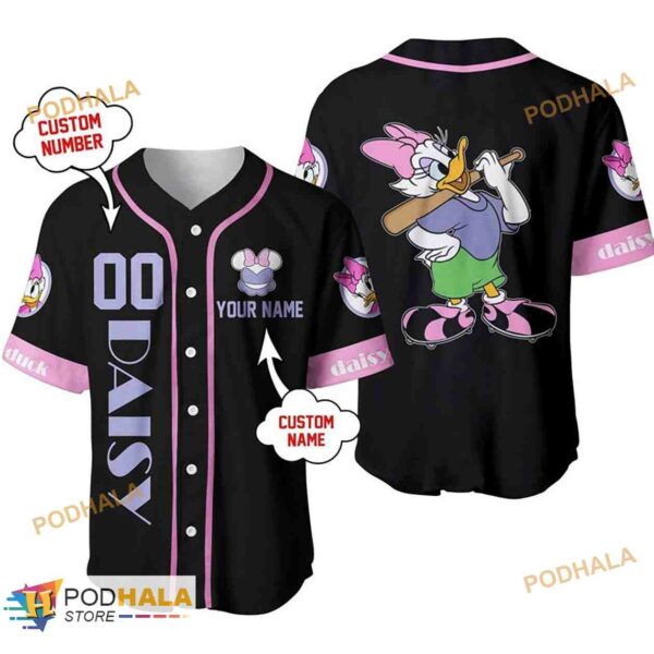 Personalized Name Daisy Duck Playing Baseball Baseball Jersey