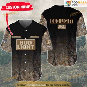 Personalized Name Deer Hunting Bud Light 3D Baseball Jersey