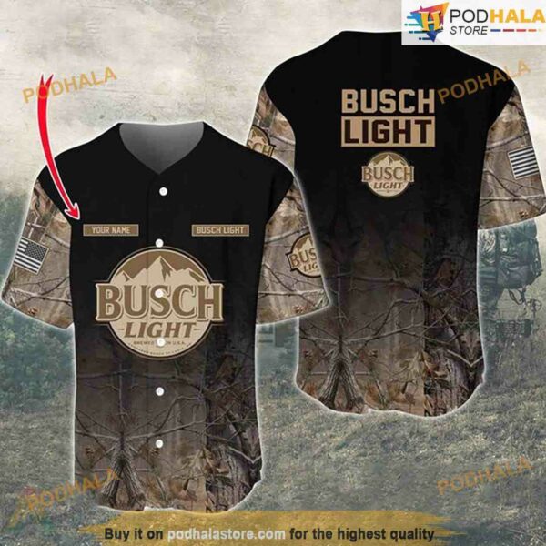 Personalized Name Deer Hunting Busch Light 3D Baseball Jersey