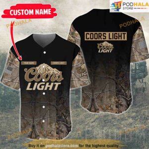 Personalized Name Deer Hunting Coors Light 3D Baseball Jersey