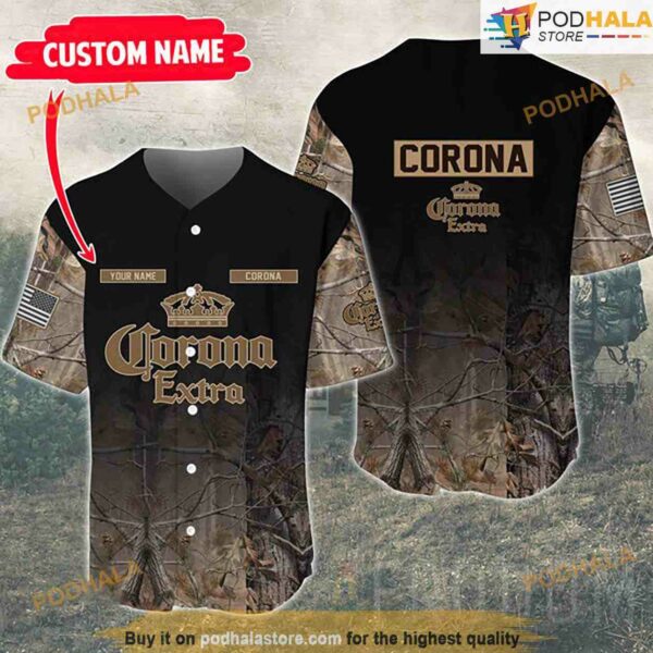 Personalized Name Deer Hunting Corona 3D Baseball Jersey