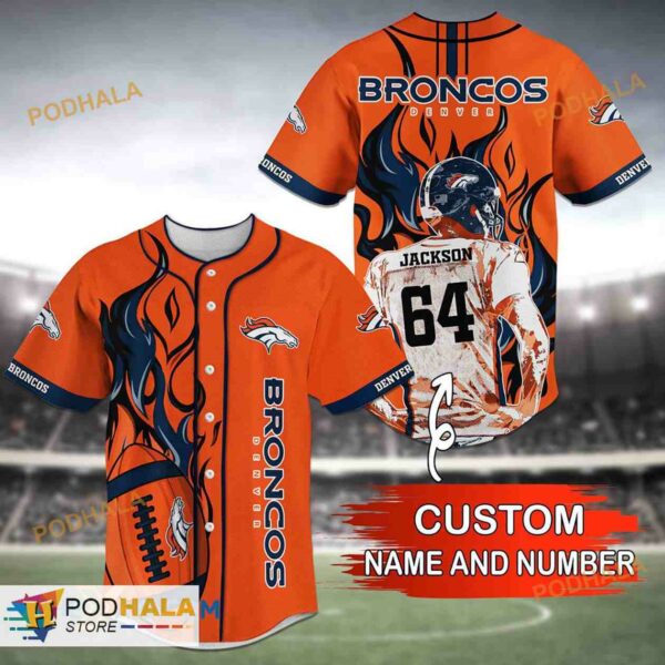 Personalized Name Denver Broncos NFL Custom Name 3D Baseball Jersey Shirt