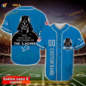 Personalized Name Detroit Lions Darth Vader Star Wars 3D Baseball Jersey