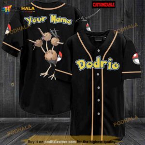 Personalized Name Dodrio Pokemon 3D Baseball Jersey