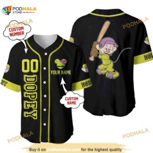 Personalized Name Dopey Dwarf Snow White Playing Baseball 3D Baseball Jersey