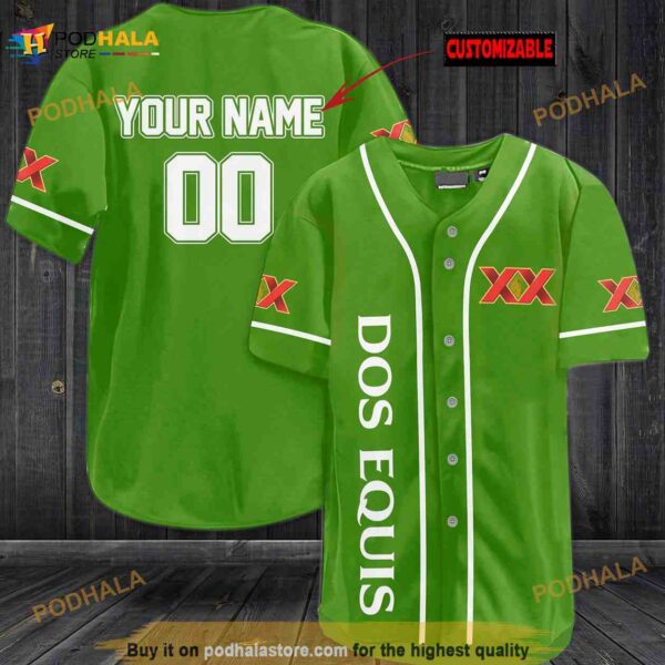 Personalized Name Dos Equis Unisex 3D Baseball Jersey