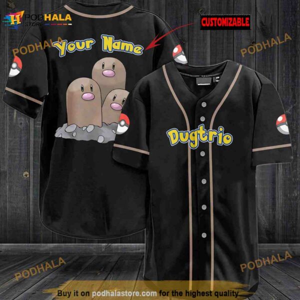 Personalized Name Dugtrio 3D Baseball Jersey