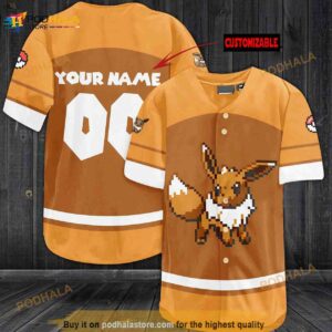 Personalized Name Eevee Minecraft Pokemon 3D Baseball Jersey