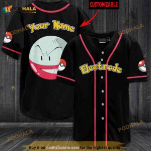 Personalized Name Electrode Pokemon 3D Baseball Jersey