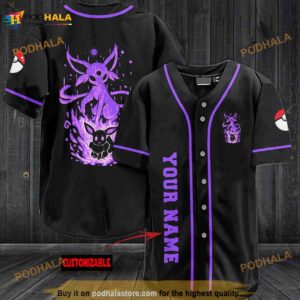 Personalized Name Espeon 3D Baseball Jersey