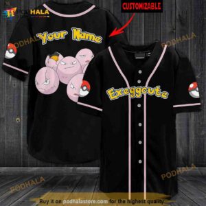 Personalized Name Exeggcute Pokemon 3D Baseball Jersey