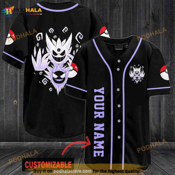 Personalized Name Gangar Mega Pokemon 3D Baseball Jersey