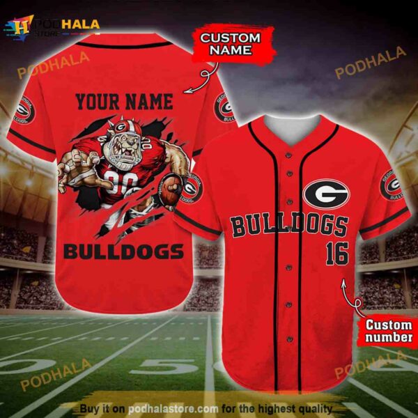 Personalized Name Georgia Bulldogs Player 3D Baseball Jersey