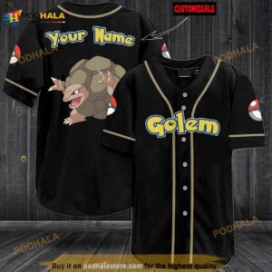 Personalized Name Golem Pokemon 3D Baseball Jersey