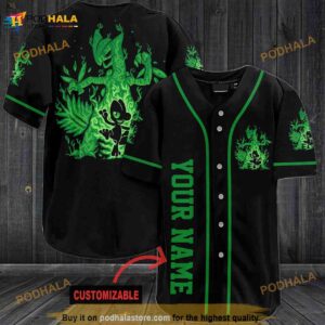 Personalized Name Gorgeous Green Pokemon 3D Baseball Jersey