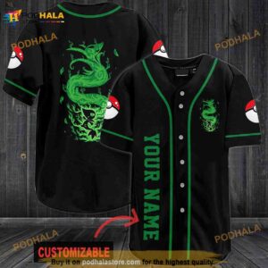 Personalized Name Green Pokemon 3D Baseball Jersey