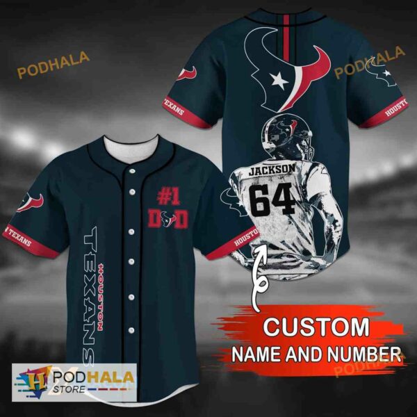 Personalized Name Houston Texans NFL 3D Baseball Jersey Shirt For Dad