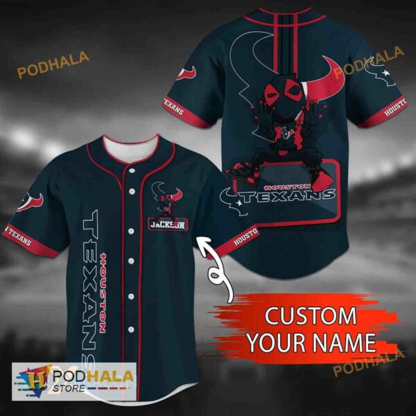 Personalized Name Houston Texans NFL 3D Baseball Jersey Shirt For Women Men