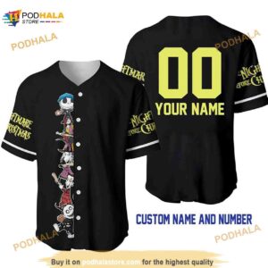 Personalized Name Jack & Sally The Nightmare Before Christmas 3D Baseball Jersey