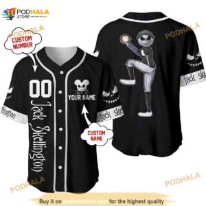 Personalized Name Jack Skellington Disney 3D Baseball Jersey