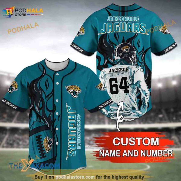 Personalized Name Jacksonville Jaguars NFL Number 3D Baseball Jersey Shirt