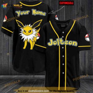 Personalized Name Jolteon Pokemon 3D Baseball Jersey