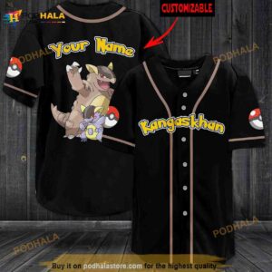 Personalized Name Kangaskhan Pokemon 3D Baseball Jersey