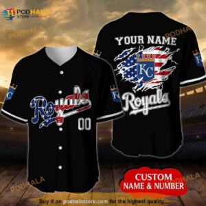 Personalized Name Kansas City Royals American Flag 3D Baseball Jersey