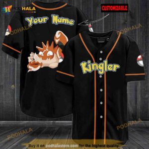 Personalized Name Kingler Pokemon 3D Baseball Jersey