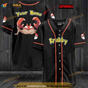 Personalized Name Krabby Pokemon 3D Baseball Jersey