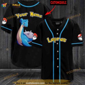 Personalized Name Lapras Pokemon 3D Baseball Jersey