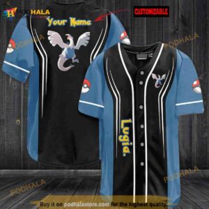 Personalized Name Lugia Pokemon 3D Baseball Jersey