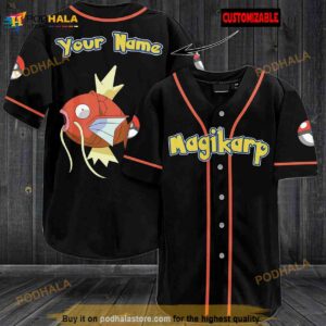 Personalized Name Magikarp Pokemon 3D Baseball Jersey