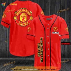 Personalized Name Manchester United MU Unisex 3D Baseball Jersey