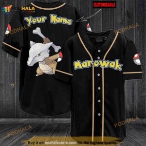 Personalized Name Marowak Pokemon 3D Baseball Jersey